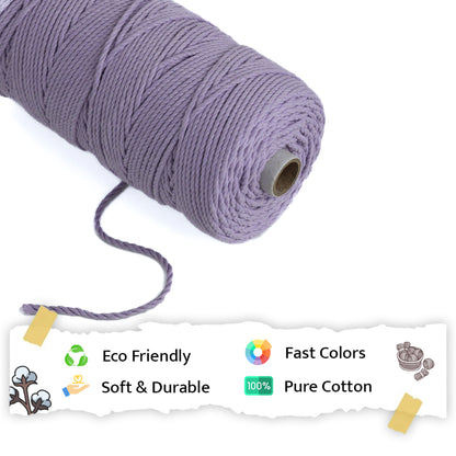 3mm Twisted (3Ply) | Lavender | 200 - 250 Metres | 1kg Spool | Cotton | No 31