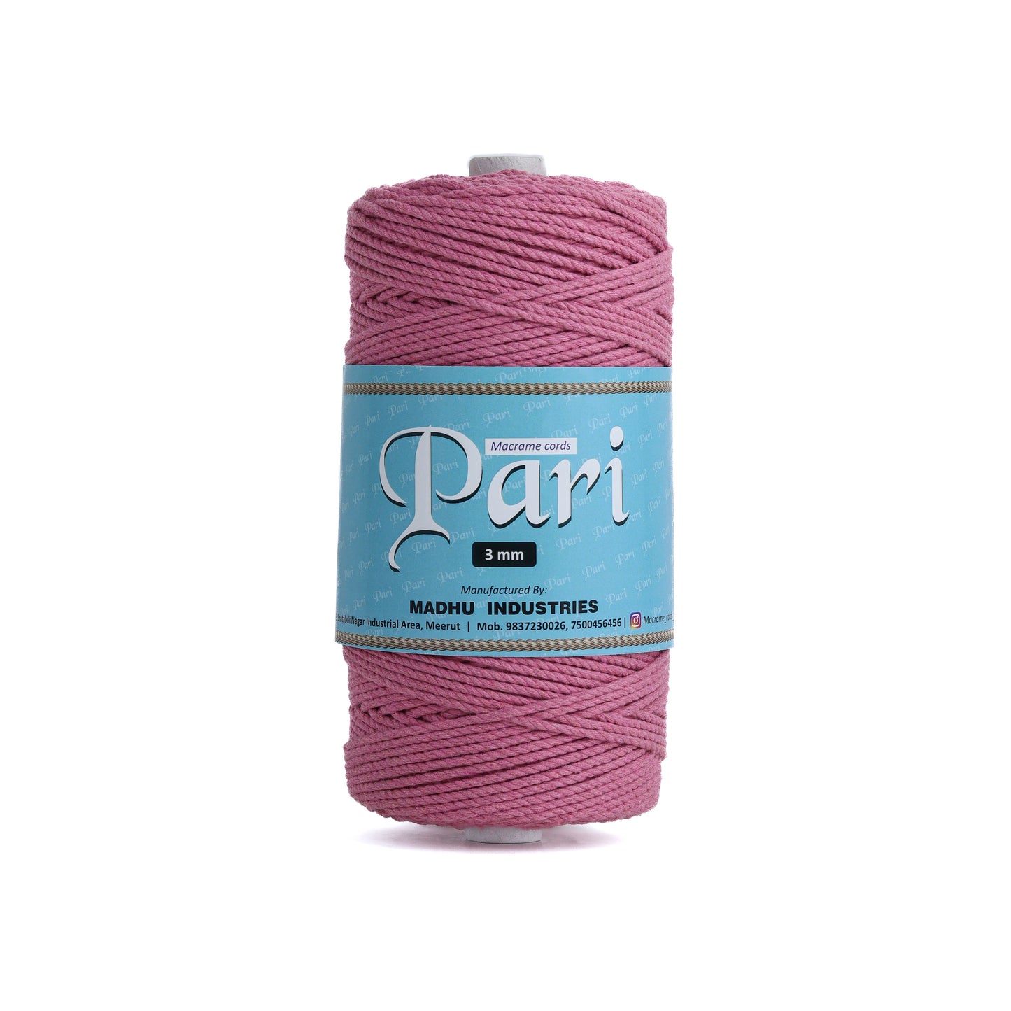 3mm Twisted (3Ply) | Bright Pink | 200 - 250 Metres | 1kg Spool | Cotton | No 33