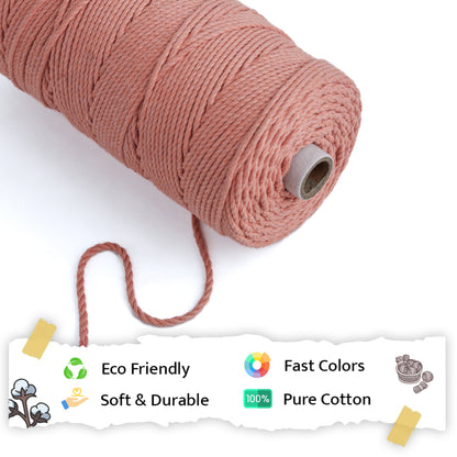 3mm Twisted (3Ply) | Pastel Orange | 200 - 250 Metres | 1kg Spool | Cotton | No 34