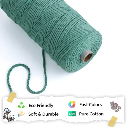 3mm Twisted (3Ply) | Mint Green | 200 - 250 Metres | 1kg Spool | Cotton | No 35