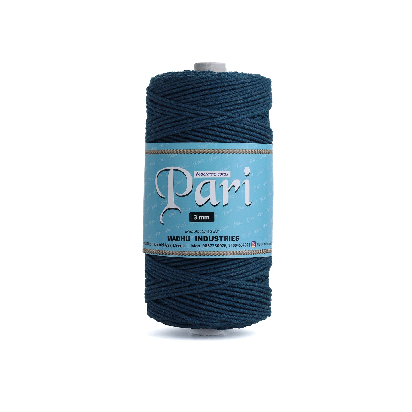 3mm Twisted (3Ply) | Teal Blue | 200 - 250 Metres | 1kg Spool | Cotton | No 39