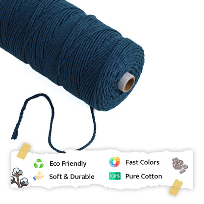 3mm Twisted (3Ply) | Teal Blue | 200 - 250 Metres | 1kg Spool | Cotton | No 39