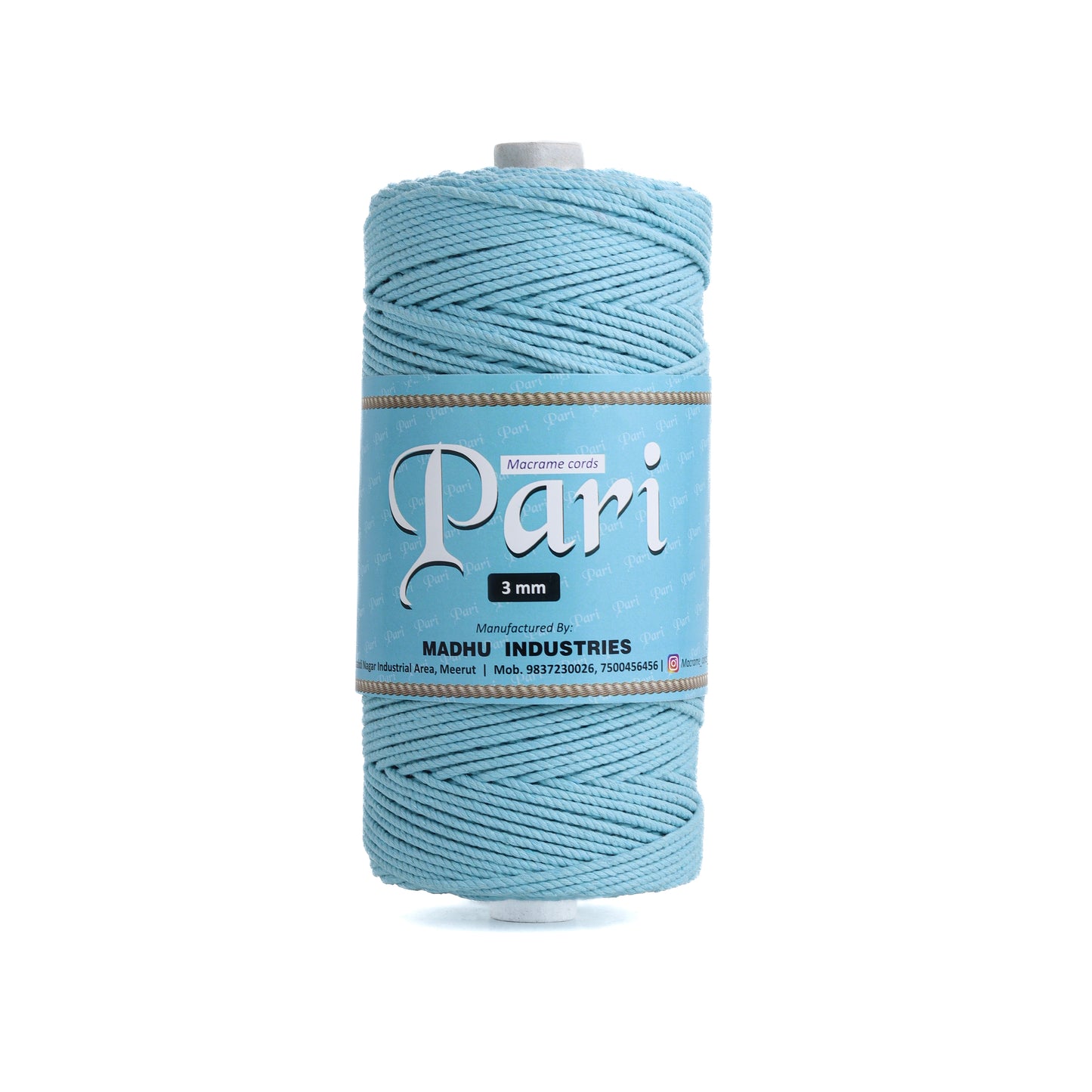 3mm Twisted (3Ply) | Aqua Blue | 200 - 250 Metres | 1kg Spool | Cotton | No 40