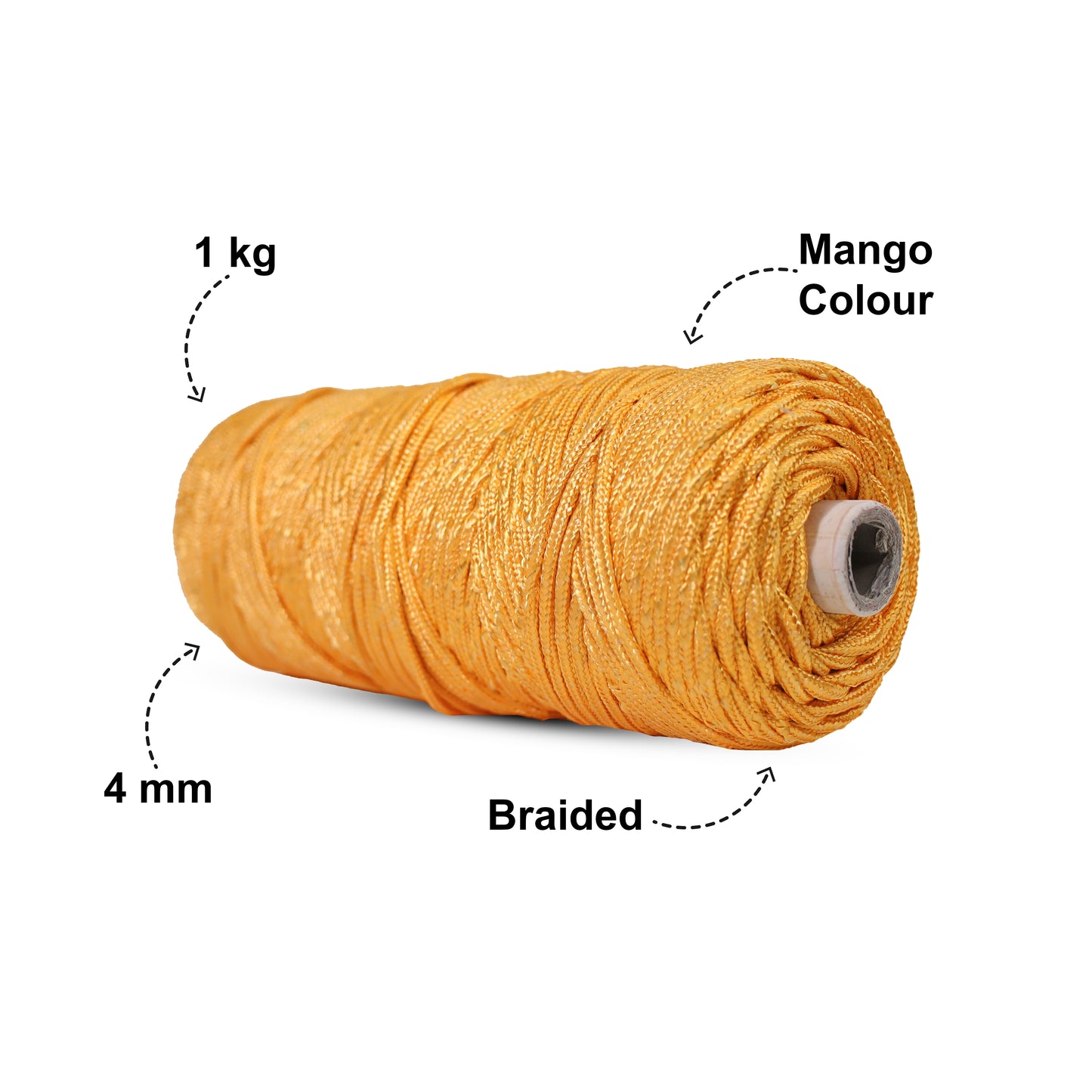 4mm Braided Polyester Outside Cotton Inside | Golden Mustard | 150 Metres | 1kg Spool
