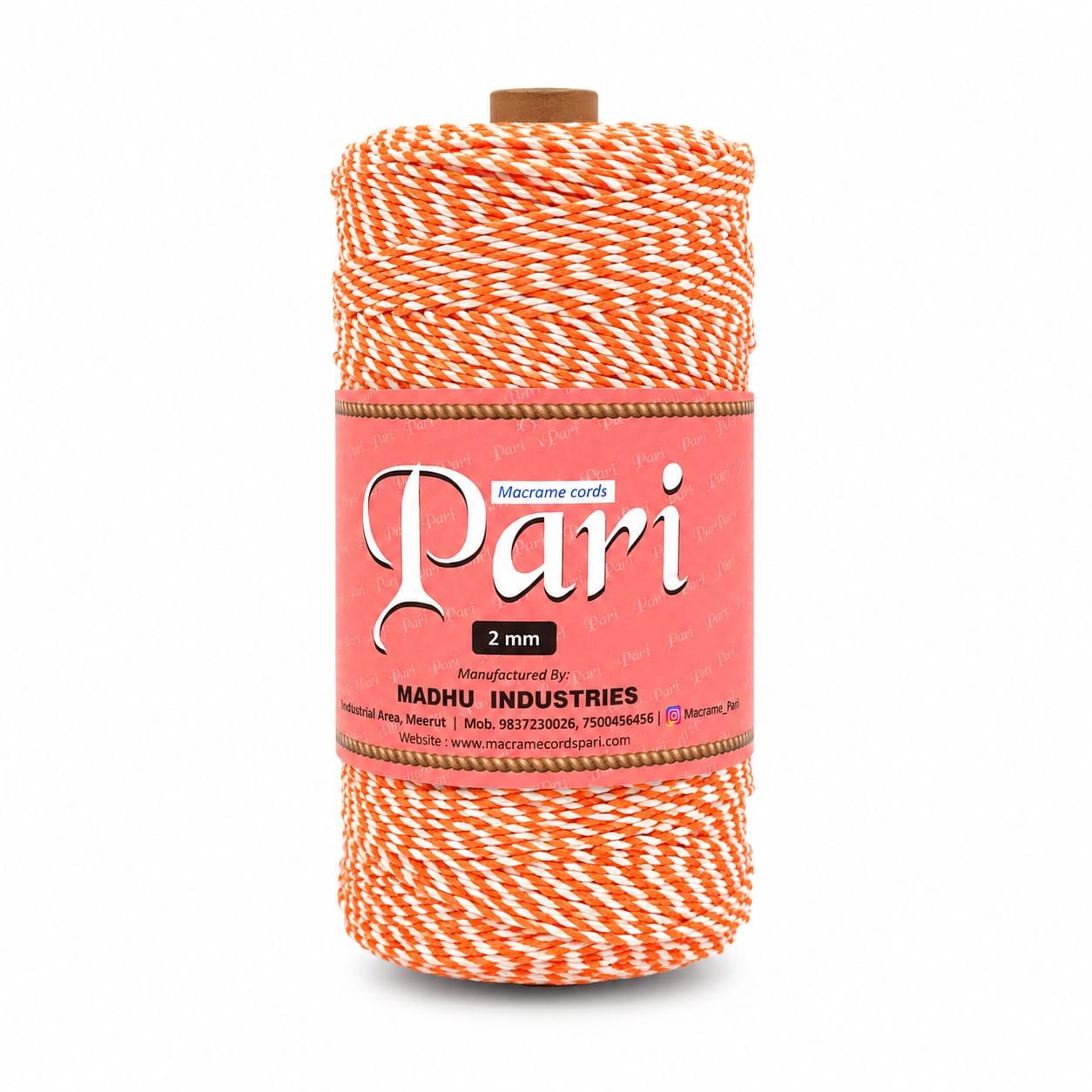 2mm Twisted Multicolor | Orange+Off White | Approx 350-400 meters | 1Kg