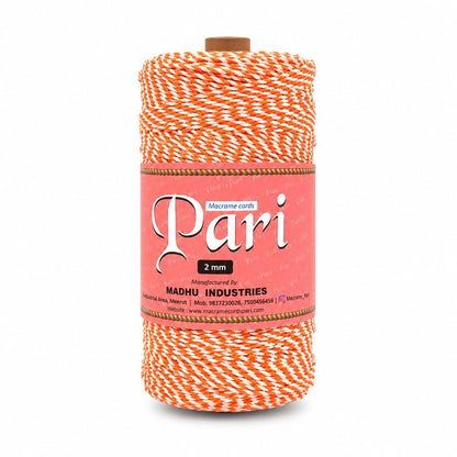 2mm Twisted Multicolor | Orange+Off White | Approx 350-400 meters | 1Kg