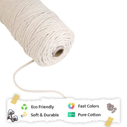 4mm Braided | Off White | 140 Meters | 1Kg Spool | Cotton | No 04
