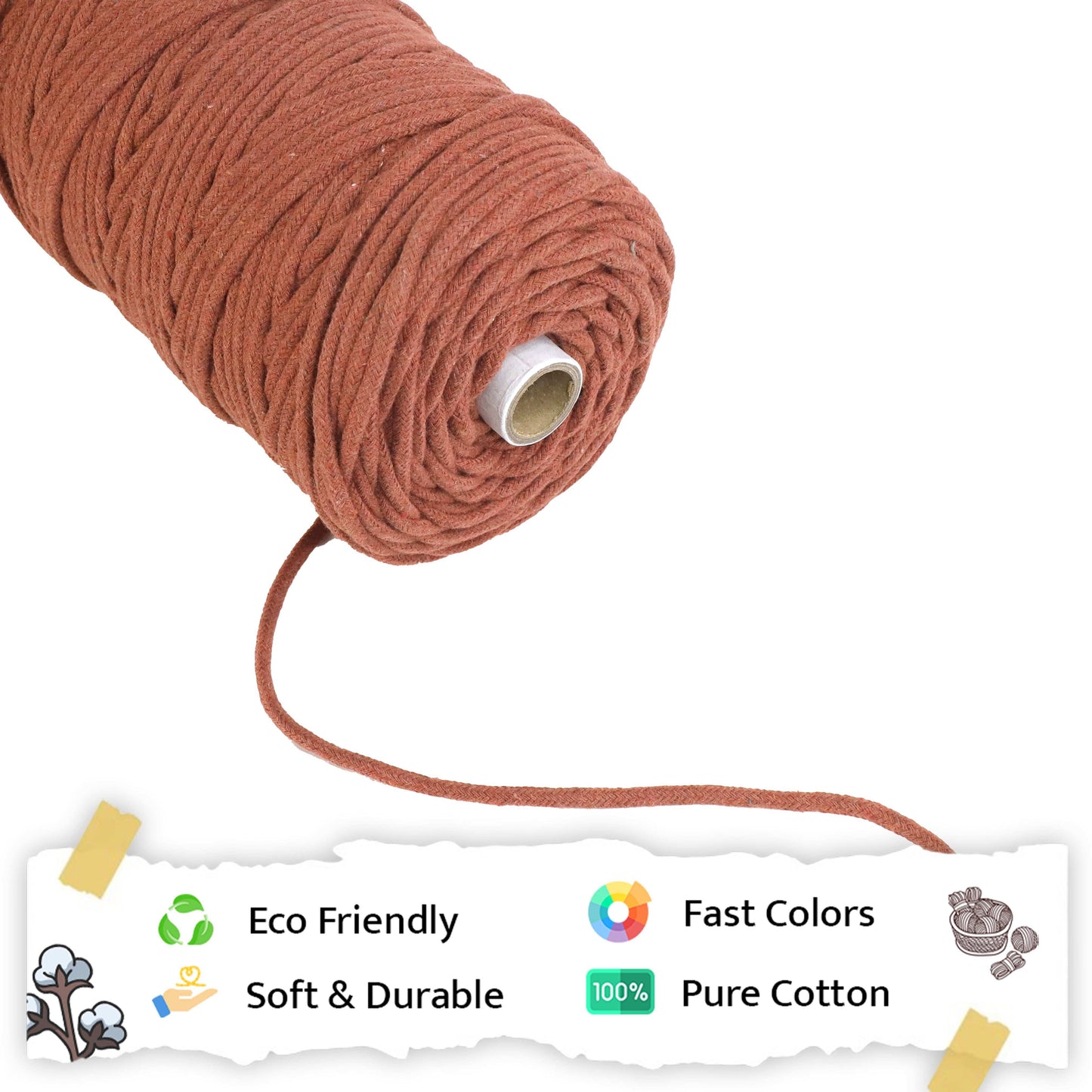 4mm Braided | Chocolate Brown | 140 Meters | 1Kg Spool | Cotton | No 06