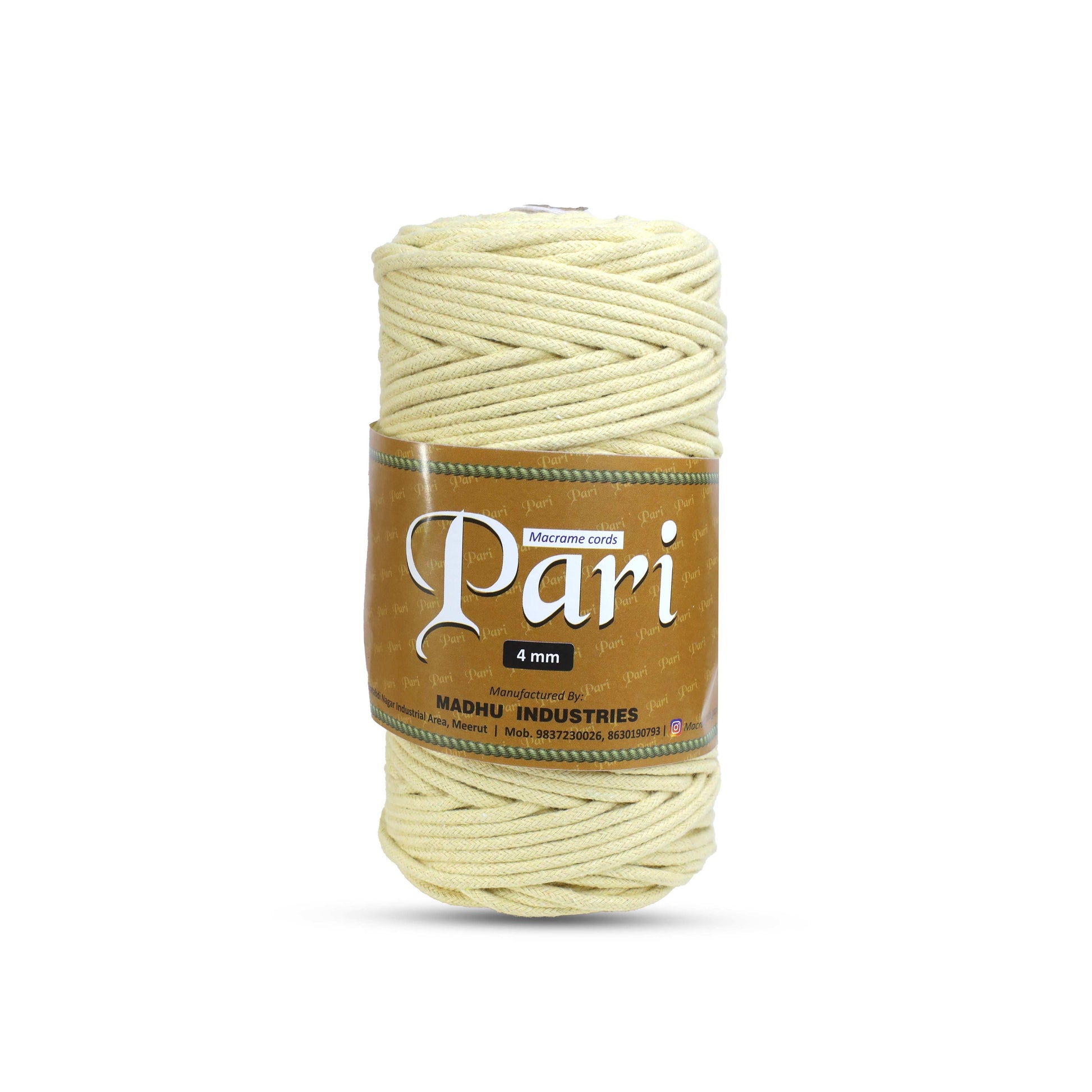 4mm Braided | Light Yellow | 140 Meters | 1Kg Spool | Cotton | No 09