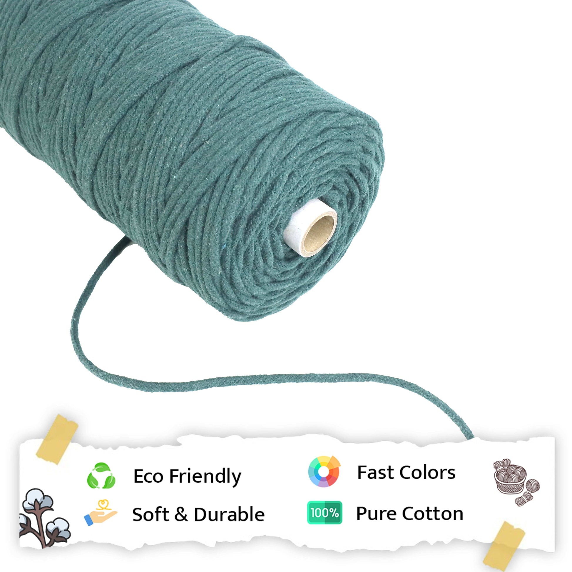 4mm Braided | Forrest Green | 140 Meters | 1Kg Spool | Cotton | No 10