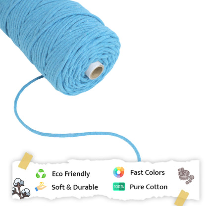 4mm Braided | Bright Blue | 140 Meters | 1Kg Spool | Cotton | No 22