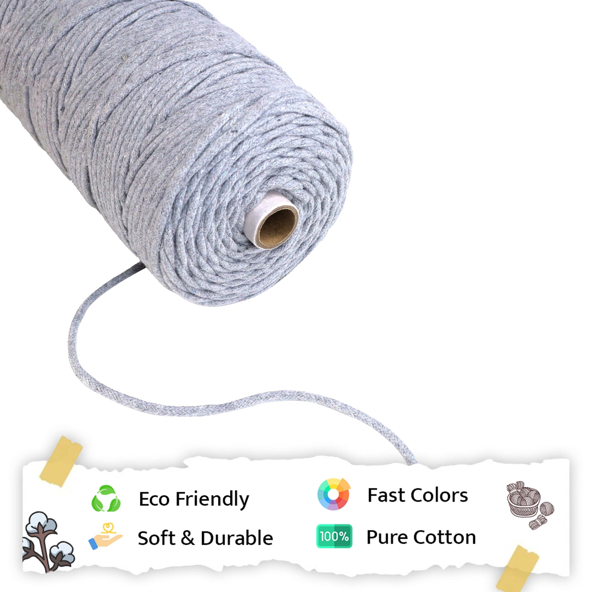4mm Braided | Steel Grey | 140 Meters | 1Kg Spool | Cotton | No 24