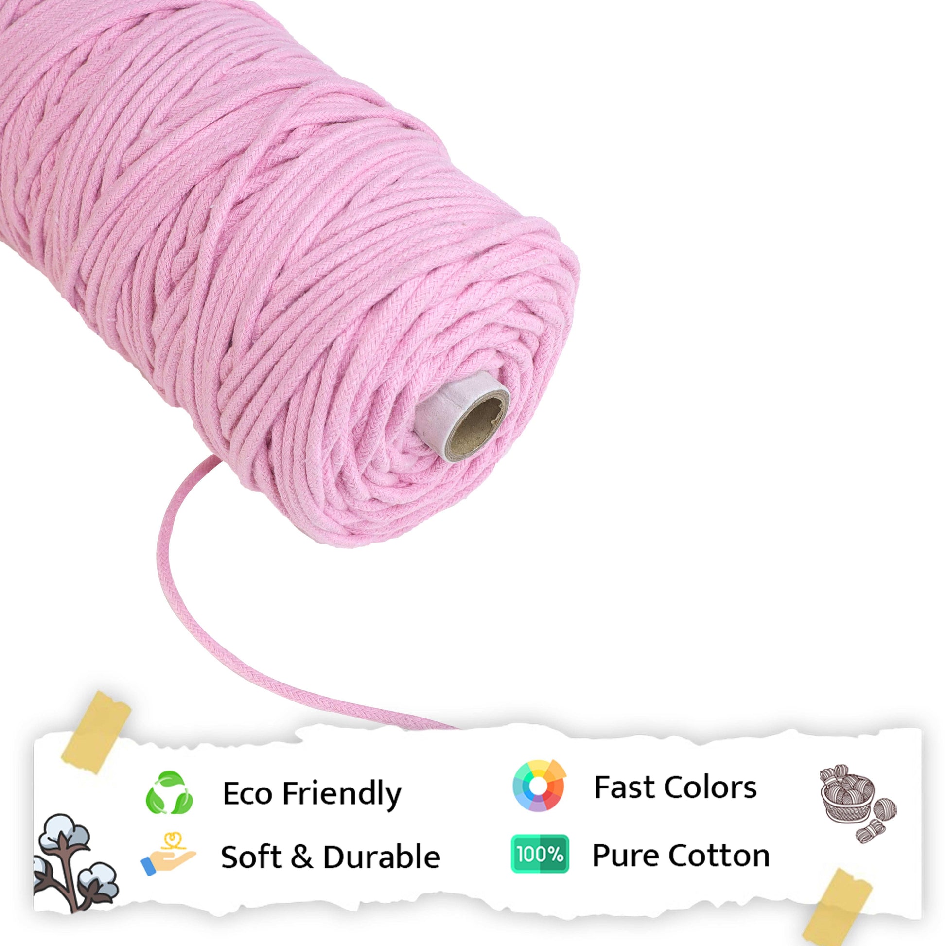 4mm Braided | Bubble Gum Pink | 140 Meters | 1Kg Spool | Cotton | No 26