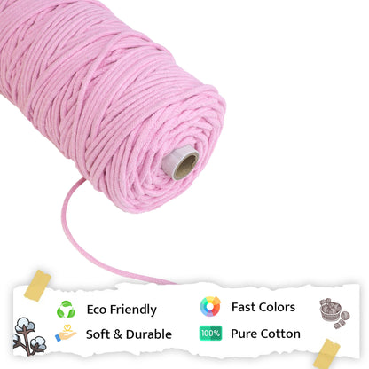 4mm Braided | Bubble Gum Pink | 140 Meters | 1Kg Spool | Cotton | No 26