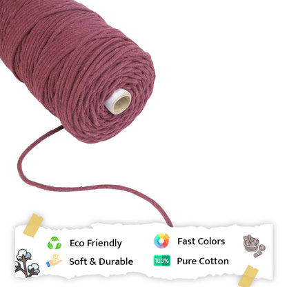 4mm Braided | wine/Maroon | 140 Meters | 1Kg Spool | Cotton | No 29