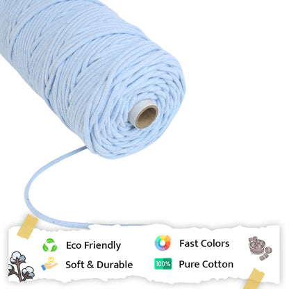 4mm Braided | Ice Blue | 140 Meters | 1Kg Spool | Cotton | No 32