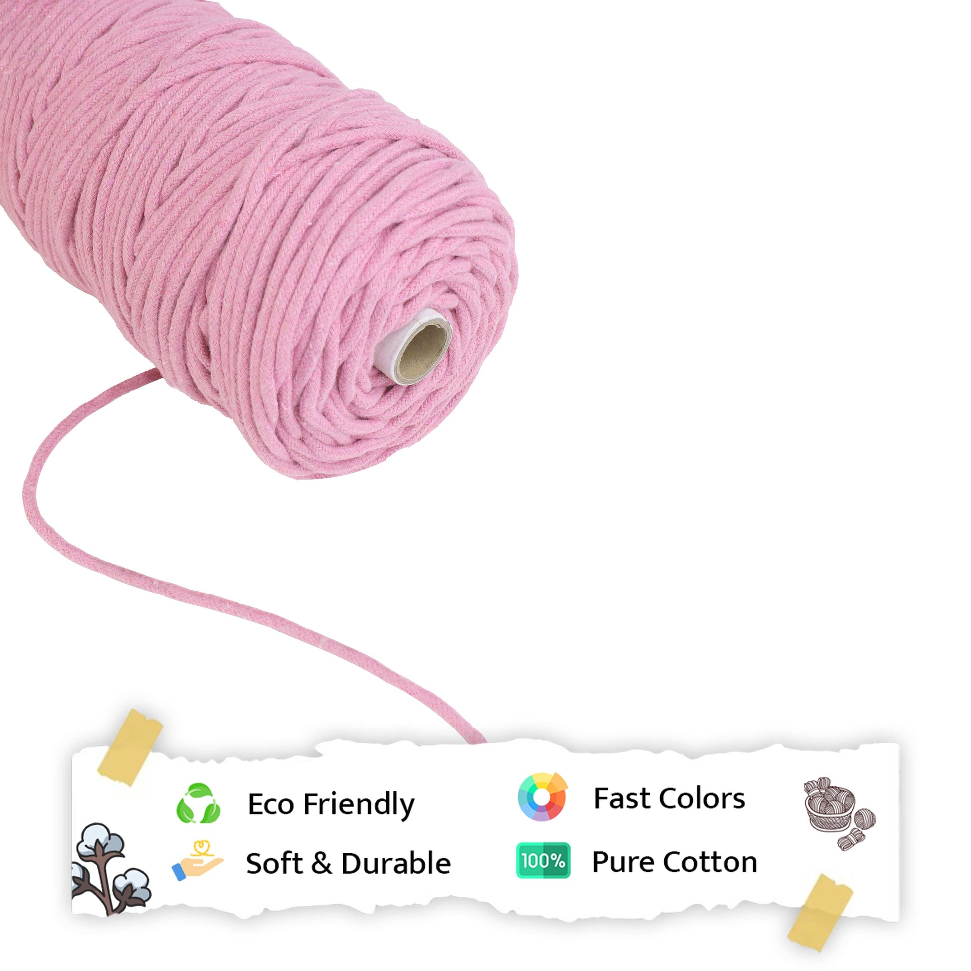 4mm Braided | Bright Pink | 140 Meters | 1Kg Spool | Cotton | No 33