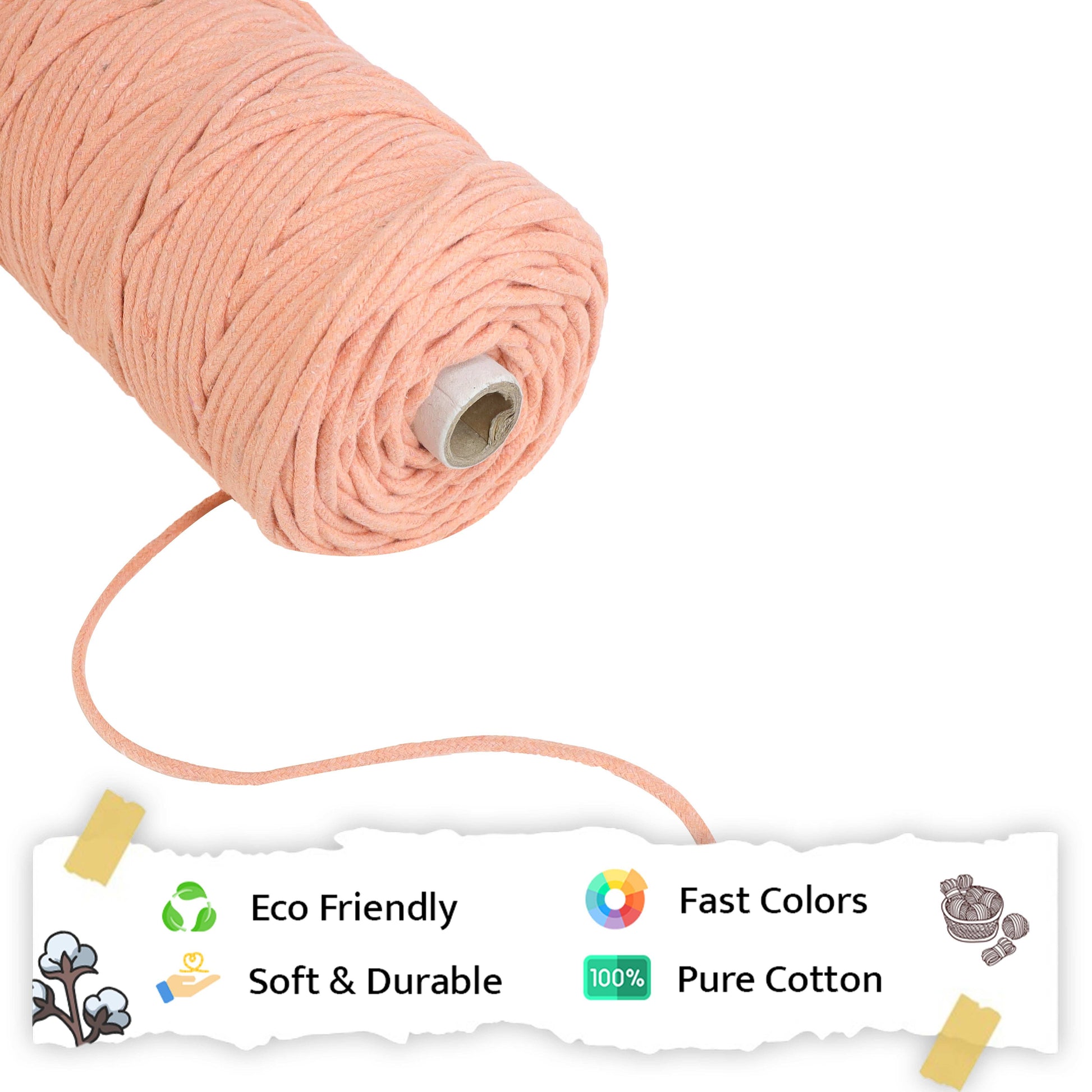 4mm Braided | Pastel Orange | 140 Meters | 1Kg Spool | Cotton | No 34