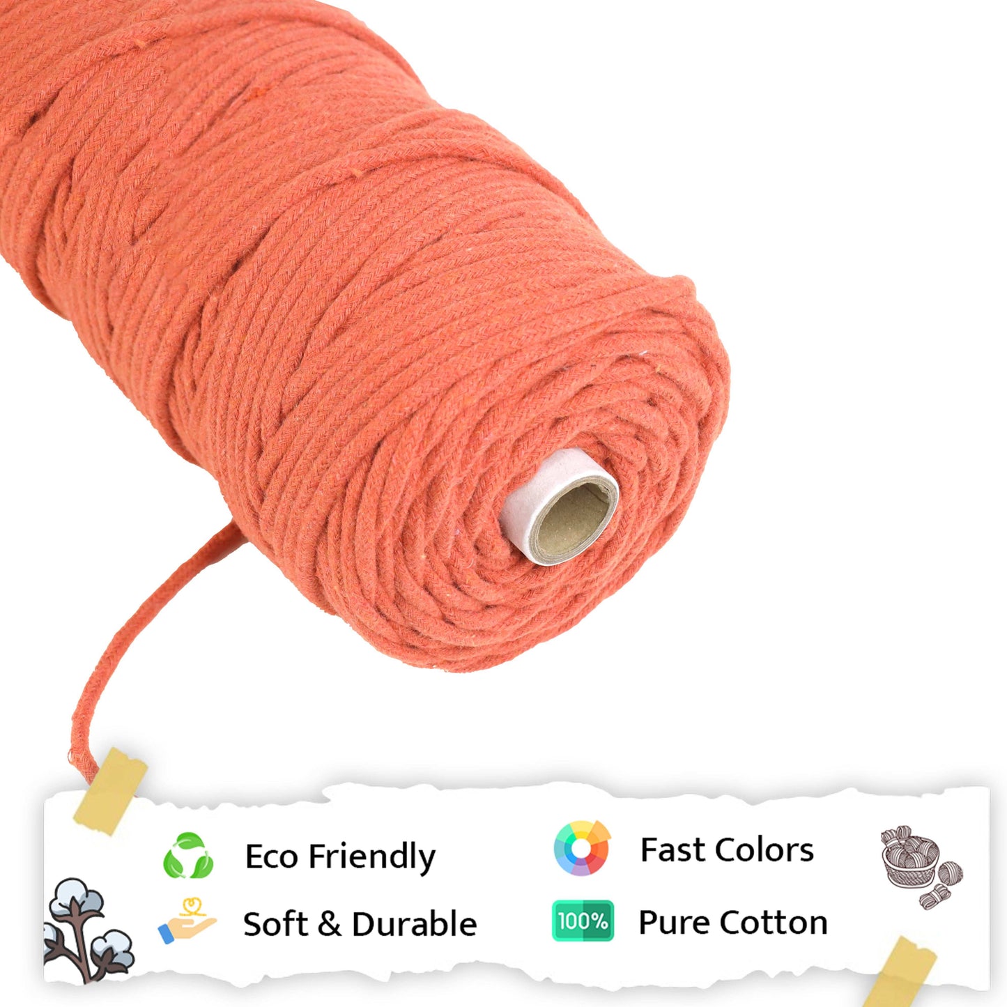 4mm Braided | Rust | 140 Meters | 1Kg Spool | Cotton | No 28