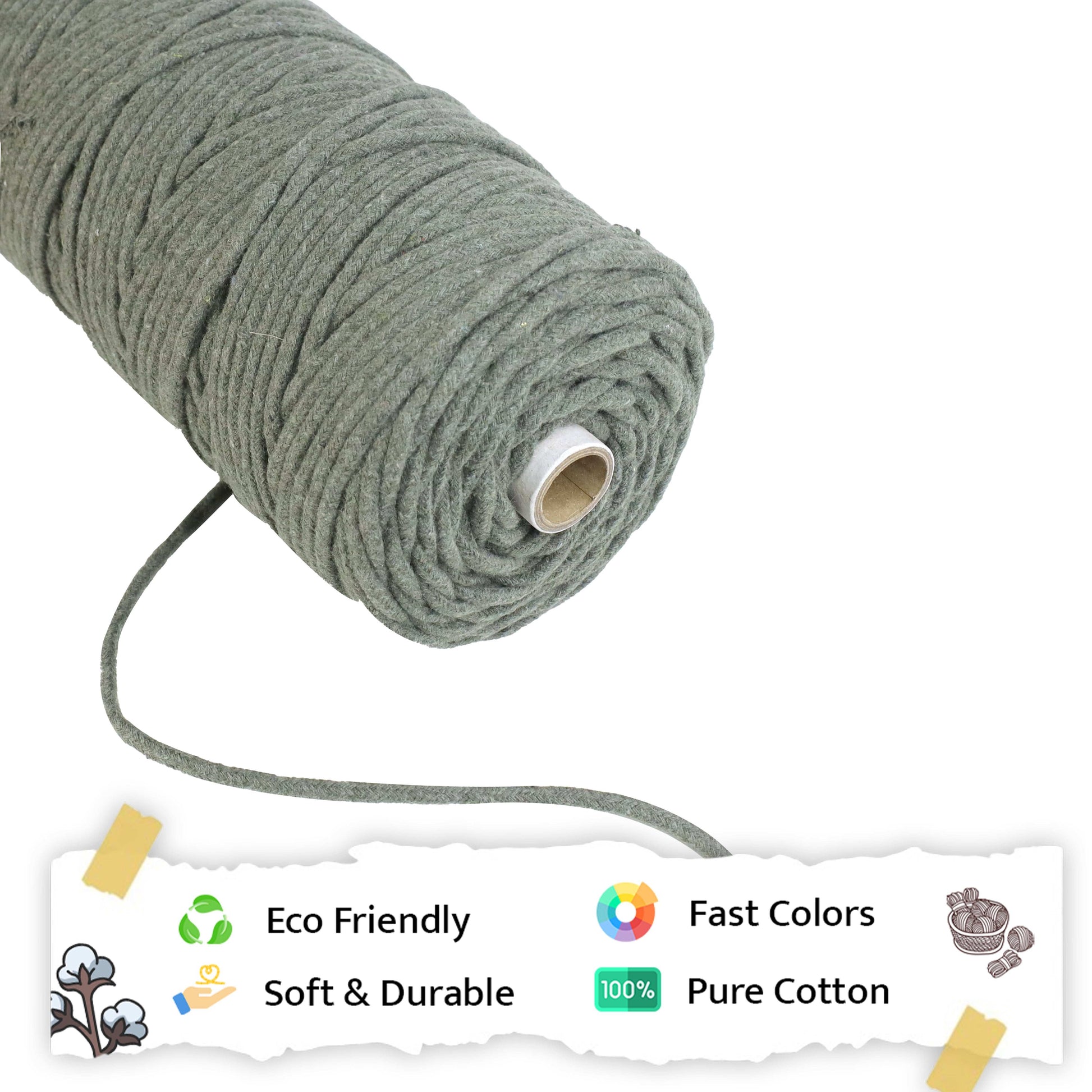 4mm Braided | Army Green | 140 Meters | 1Kg Spool | Cotton | No 38