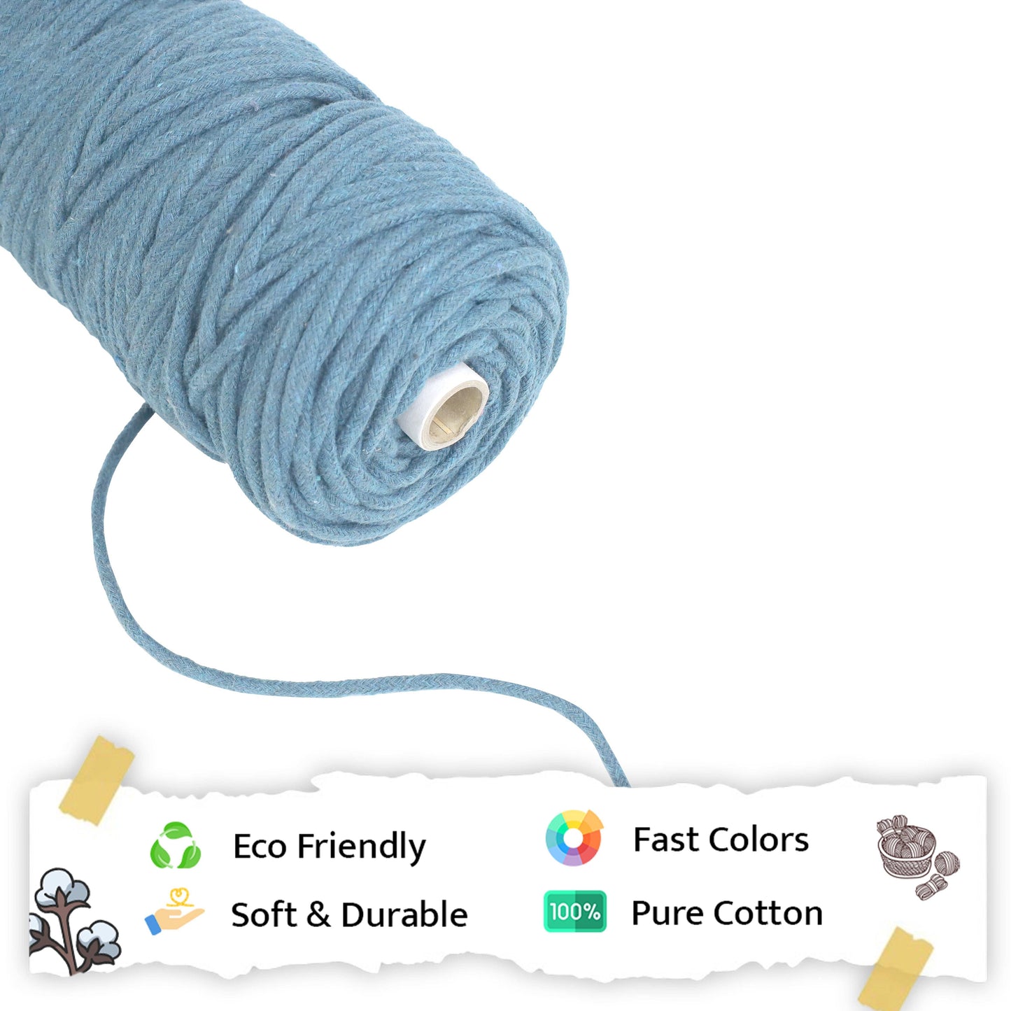 4mm Braided | Teal Blue | 140 Meters | 1Kg Spool | Cotton | No 39