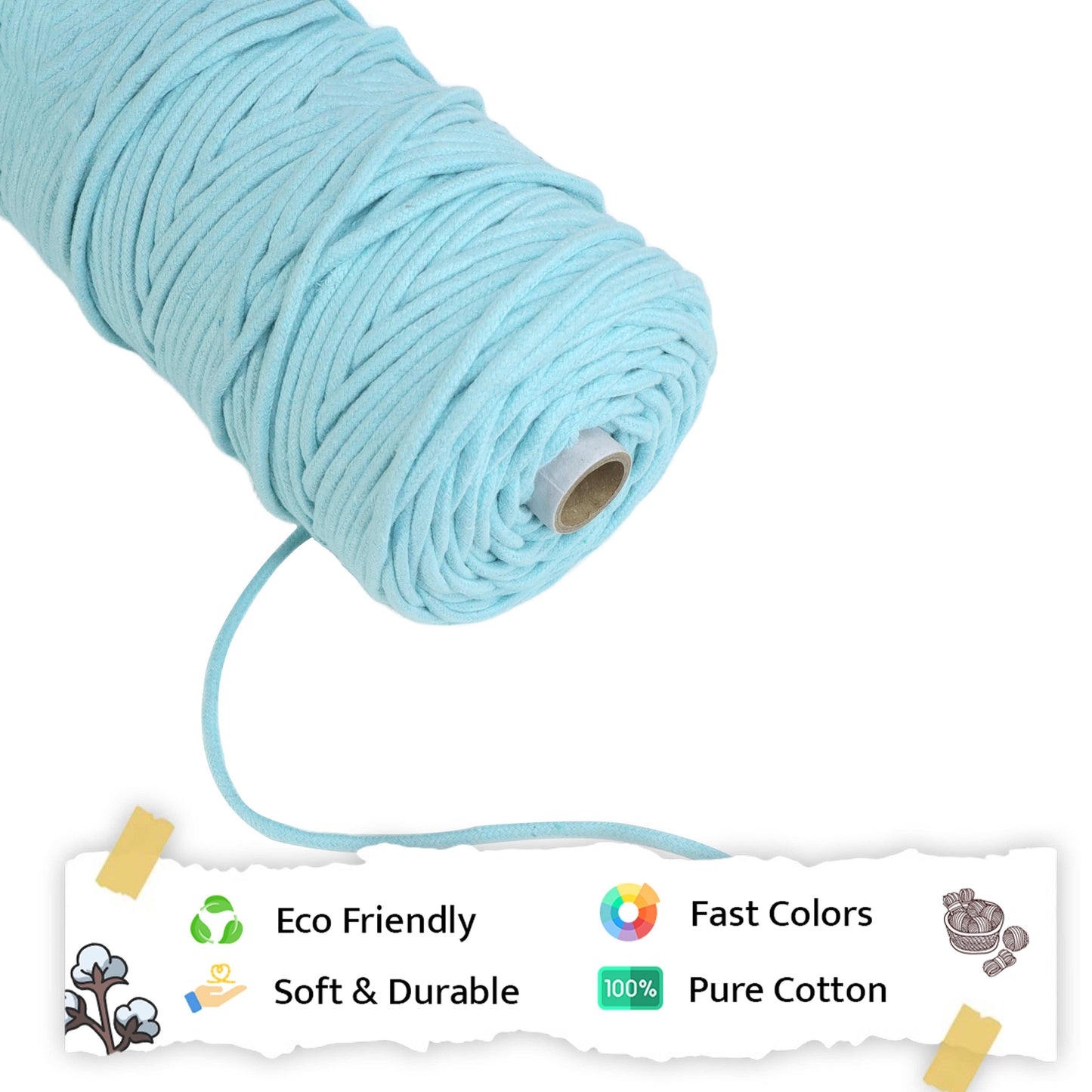 4mm Braided | Aqua Blue | 140 Meters | 1Kg Spool | Cotton | No 40