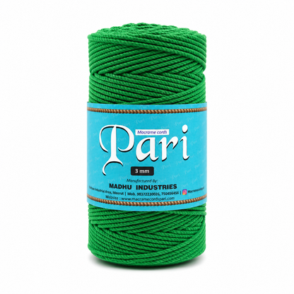 3mm Twisted (3Ply) | Green | 200 - 250 Metres | 1kg Spool | Cotton | No 11