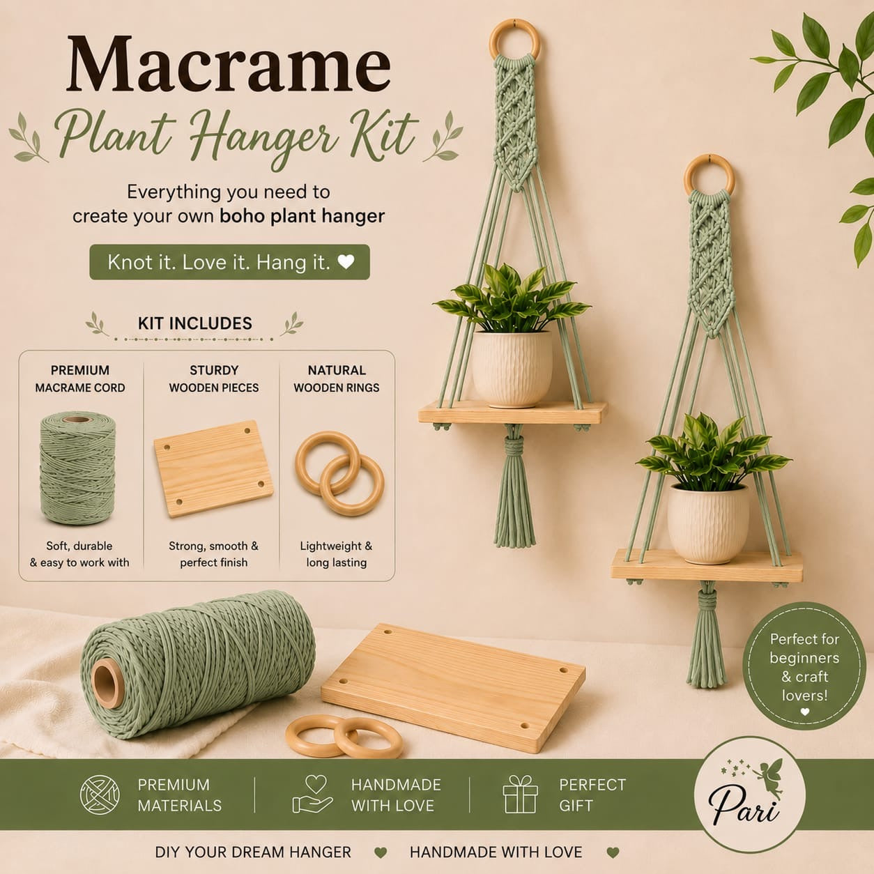 DIY Macrame Plant Hanger ( Set of 2)