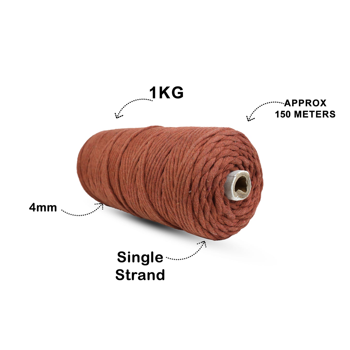 4mm Single Strand | Chocolate Brown | 150 Metres | 1kg Spool | Cotton  |No 06