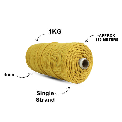 4mm Single Strand | Mustard | 150 Metres | 1kg Spool | Cotton  |No 07