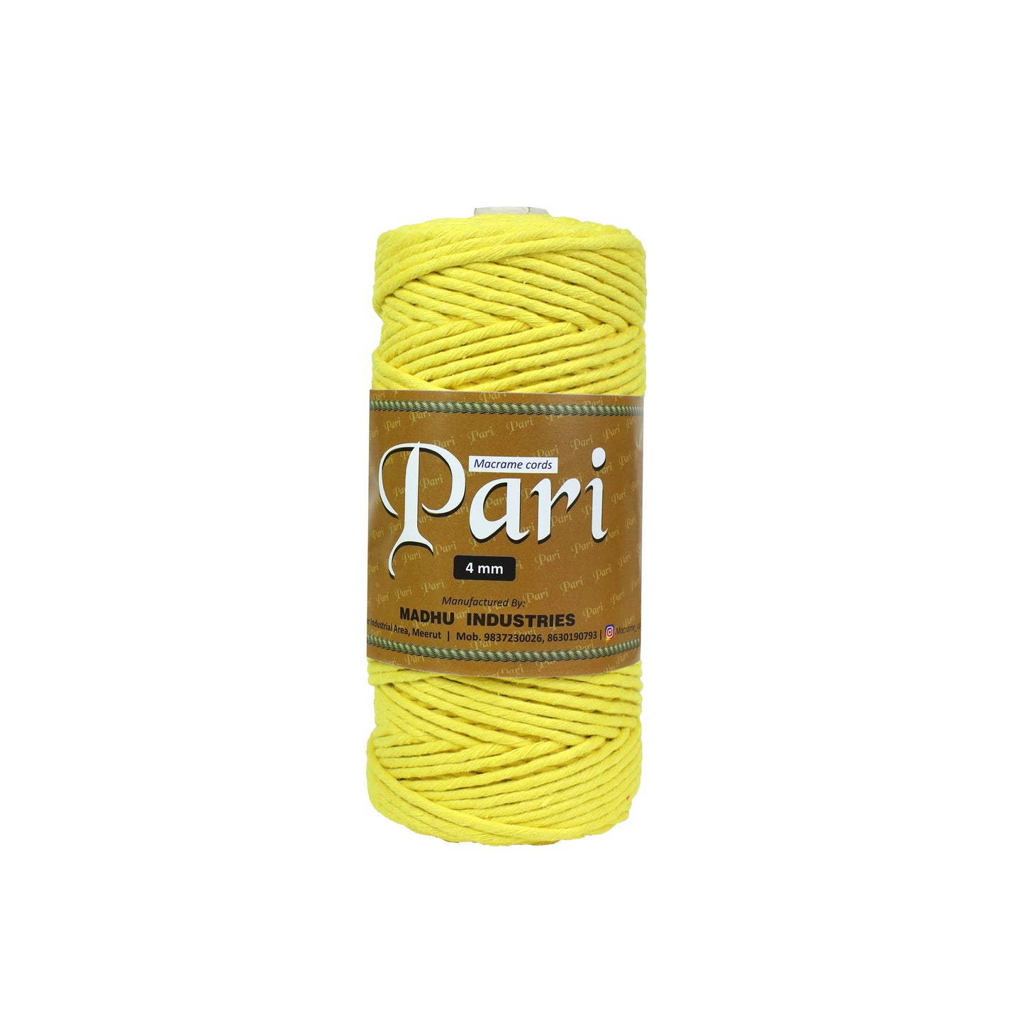 4mm Single Strand | Yellow | 150 Metres | 1kg Spool | Cotton  |No 8