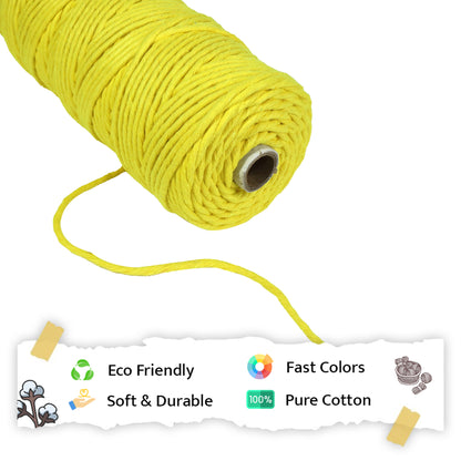 4mm Single Strand | Yellow | 150 Metres | 1kg Spool | Cotton  |No 8