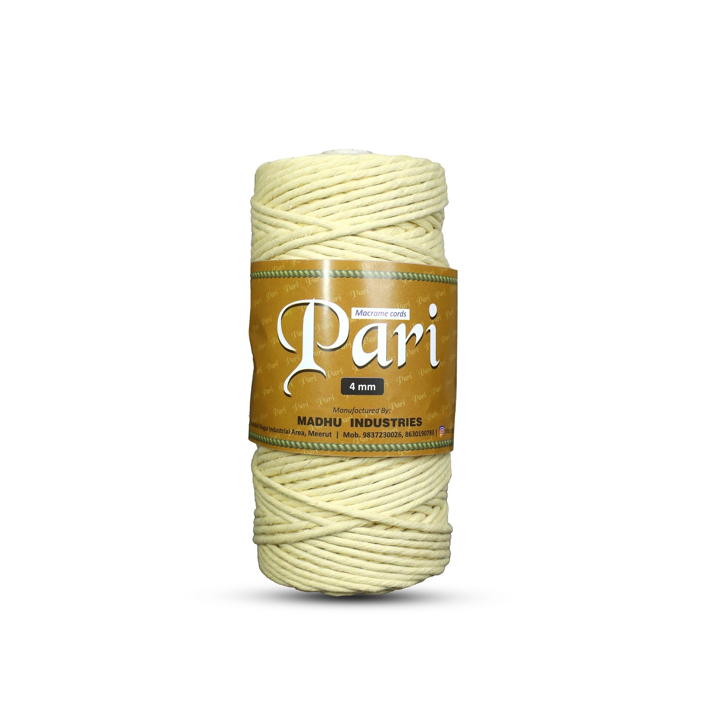 4mm Single Strand | Light Yellow | 150 Metres | 1kg Spool | Cotton  |No 09