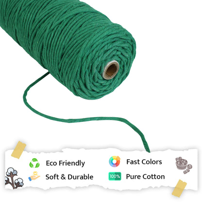 4mm Single Strand | Green | 150 Metres | 1kg Spool | Cotton  |No 11