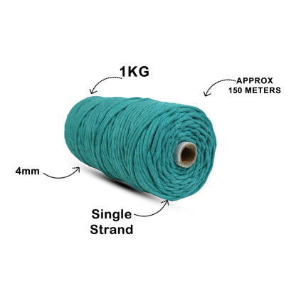 4mm Single Strand | Sea Green | 150 Metres | 1kg Spool | Cotton  |No 12