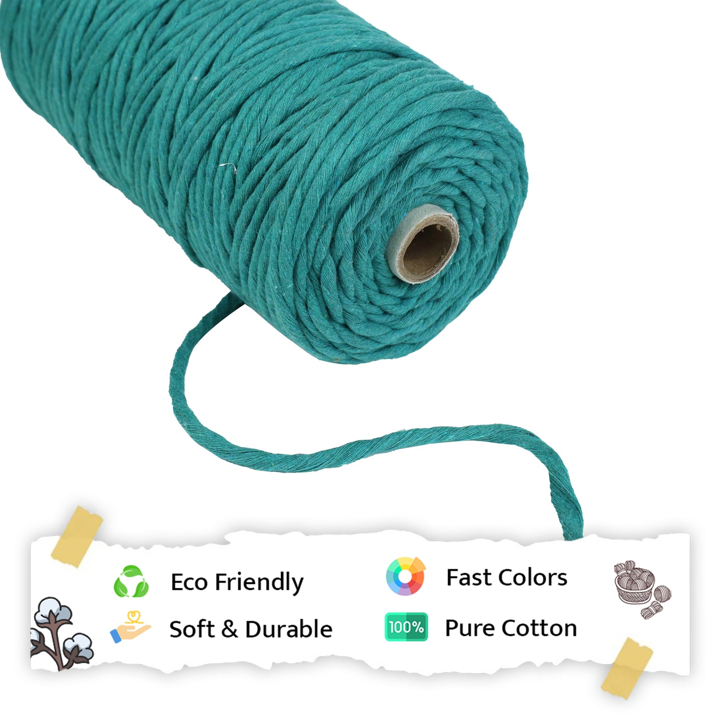 4mm Single Strand | Sea Green | 150 Metres | 1kg Spool | Cotton  |No 12