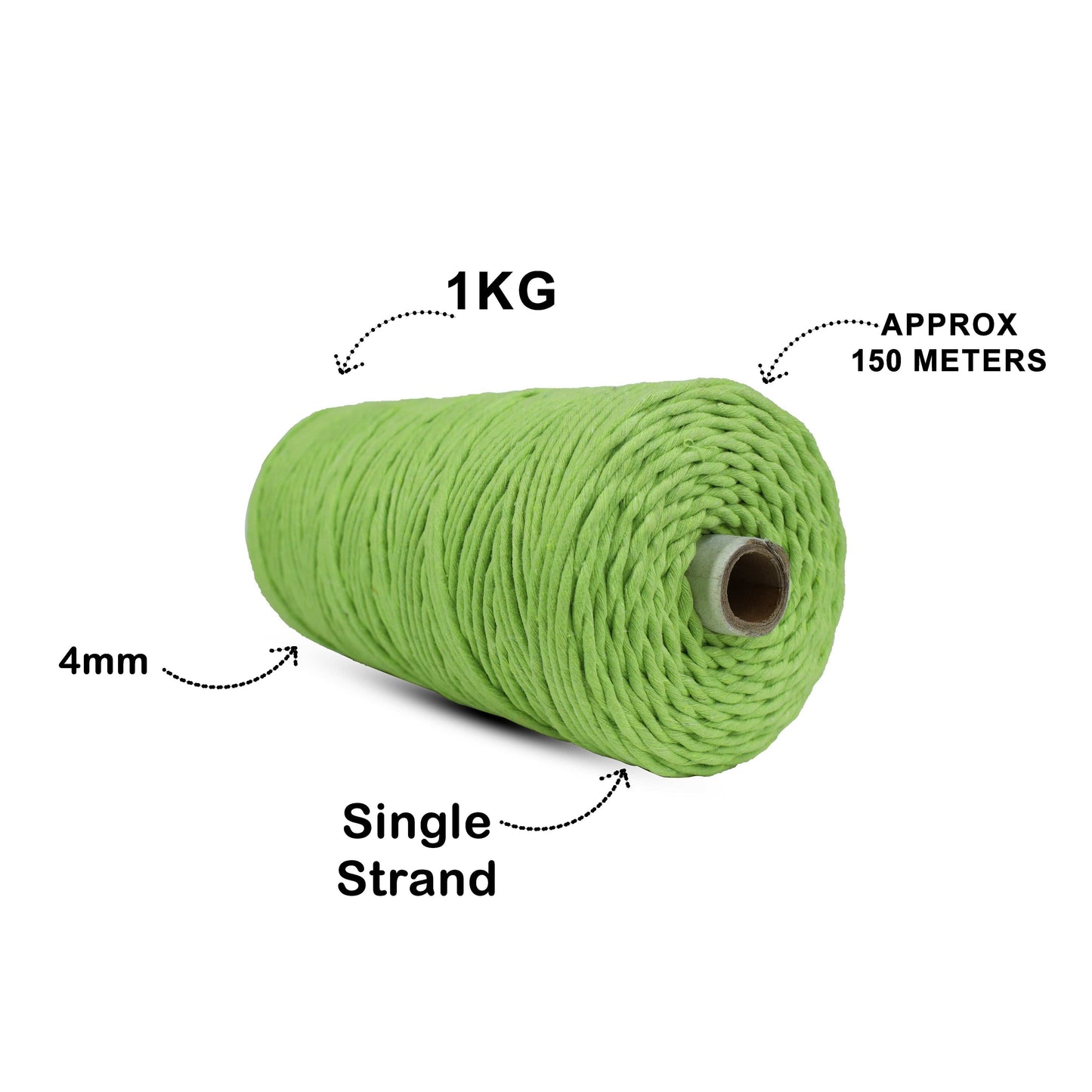 4mm Single Strand | Parrot Green | 150 Metres | 1kg Spool | Cotton  |No 13