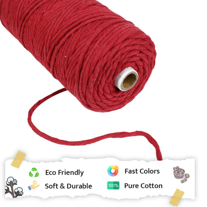 4mm Single Strand | Red | 150 Metres | 1kg Spool | Cotton  |No 15