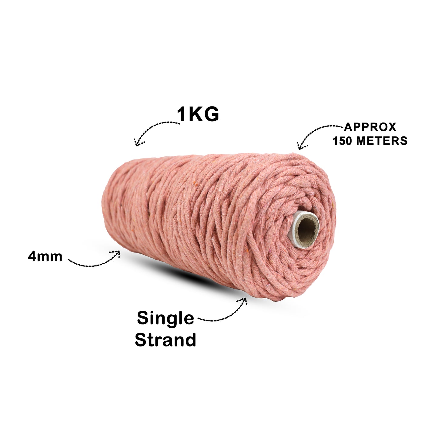 4mm Single Strand | Peach | 150 Metres | 1kg Spool | Cotton  |No 17