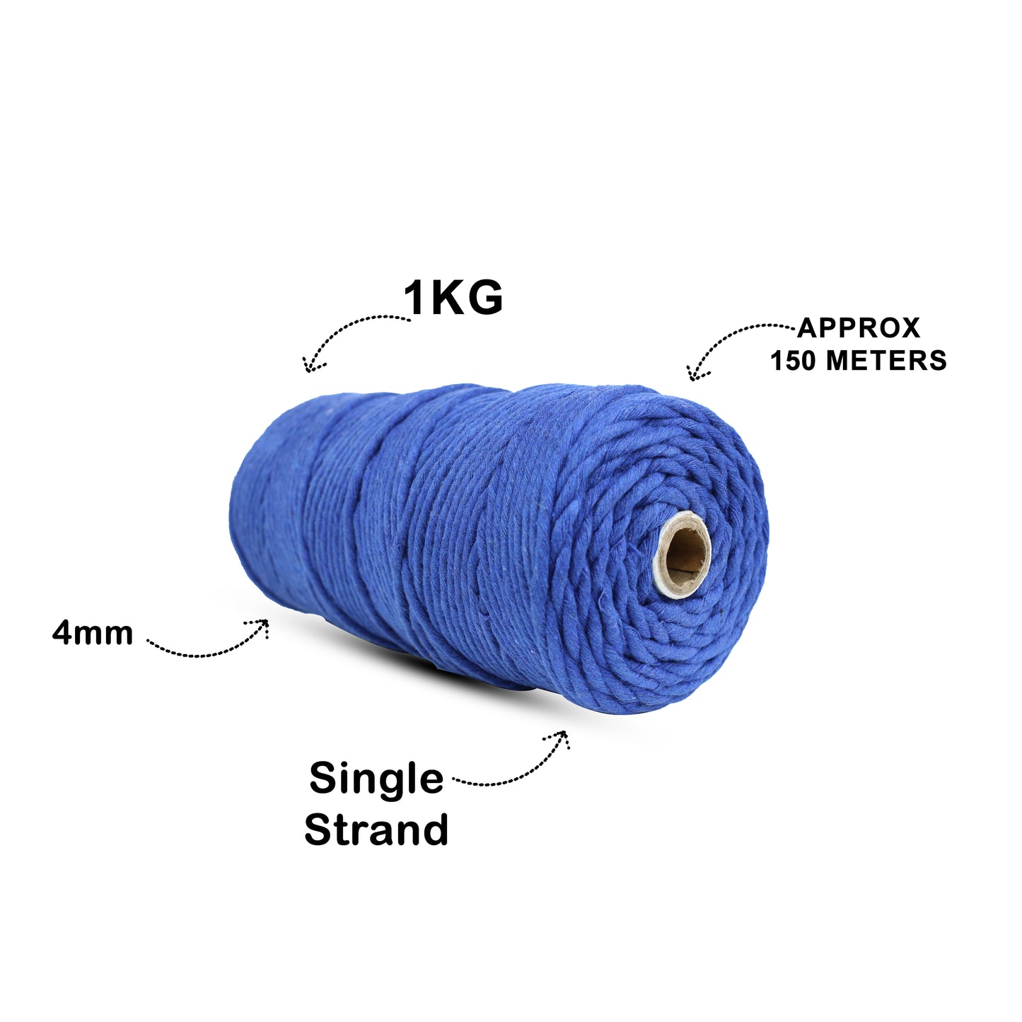 4mm Single Strand | Sapphire Blue | 150 Metres | 1kg Spool | Cotton  |No 20