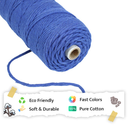 4mm Single Strand | Sapphire Blue | 150 Metres | 1kg Spool | Cotton  |No 20