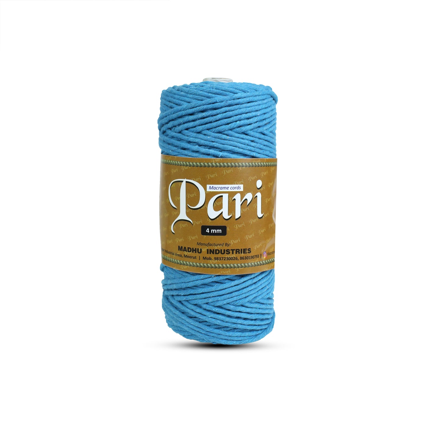 4mm Single Strand | Bright Blue | 150 Metres | 1kg Spool | Cotton  |No 22