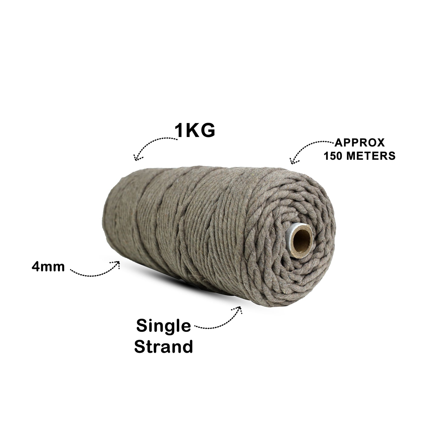 4mm Single Strand | Mud Color | 150 Metres | 1kg Spool | Cotton |No 23