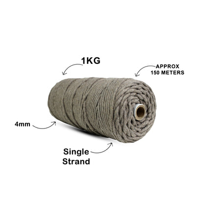 4mm Single Strand | Mud Color | 150 Metres | 1kg Spool | Cotton |No 23