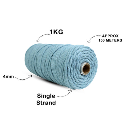 4mm Single Strand | Mint Blue | 150 Metres | 1kg Spool | Cotton  |No 25