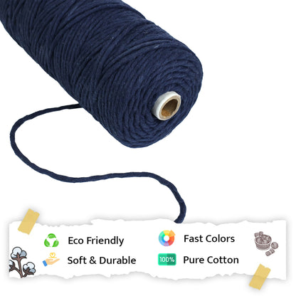 4mm Single Strand | Dark Blue | 150 Metres | 1kg Spool | Cotton  |No 27