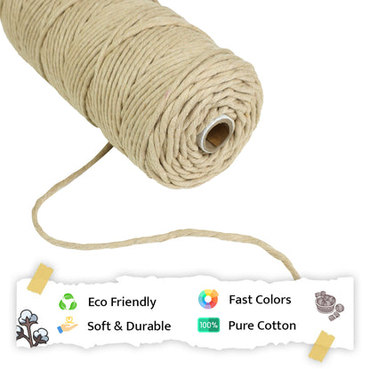 4mm Single Strand | Beige | 150 Metres | 1kg Spool | Cotton  |No 30