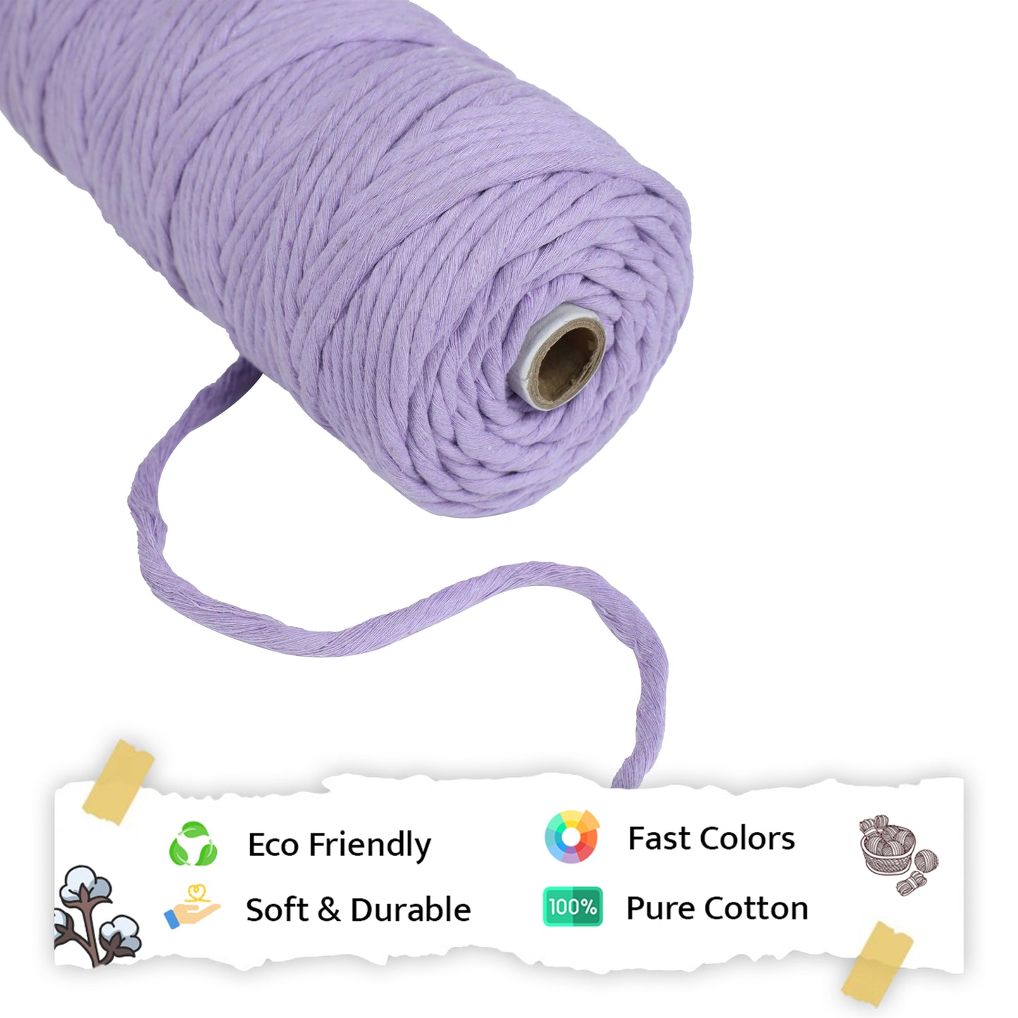 4mm Single Strand | Lavender | 150 Metres | 1kg Spool | Cotton  |No 31