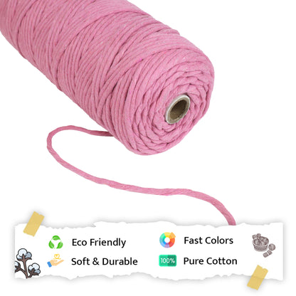 4mm Single Strand | Bright Pink | 150 Metres | 1kg Spool | Cotton  |No 33