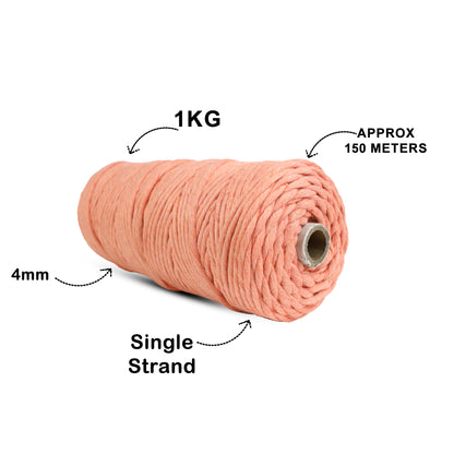 4mm Single Strand | Pastel Orange | 150 Metres | 1kg Spool | Cotton  |No 34